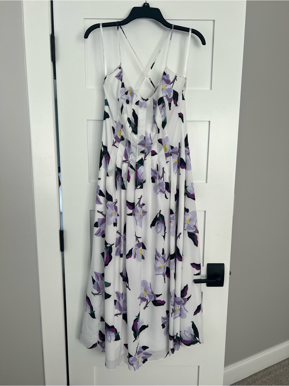 Banana Republic White Midi Dress with Lavender Floral Print
